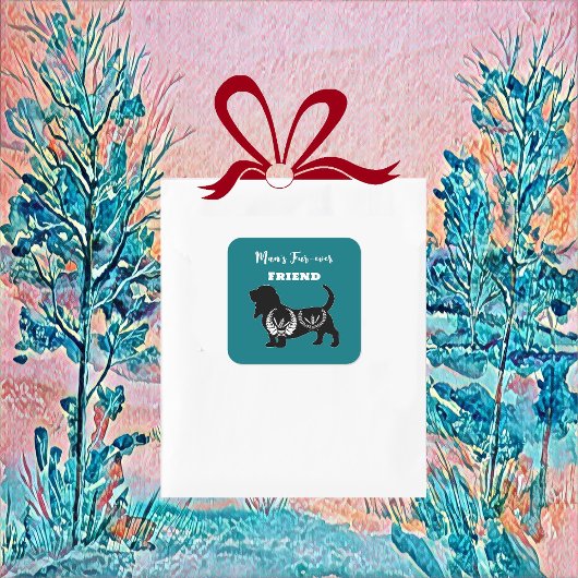 人の永遠の友達 犬 フォークアート フラワーデザイン 装飾 スクエアシール