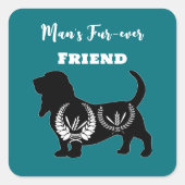 人の永遠の友達 犬 フォークアート フラワー デコレーション スクエアシール (正面)