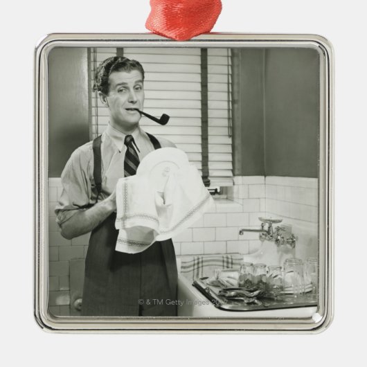 人の洗浄の皿 メタルオーナメント (正面)