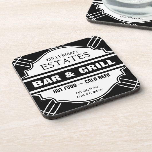 人の洞窟のためのパーソナライズなバーの印 コースター (左側)