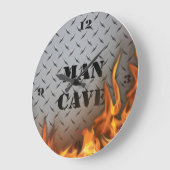 人の洞窟のDiamondplateの金属および火の柱時計 ラージ壁時計 (傾斜)