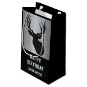 人の狩りのテーマのシカの誕生日のギフトバッグ スモールペーパーバッグ (裏面アングル)