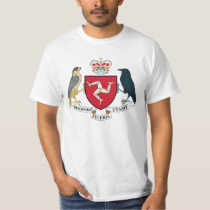 人の紋章付き外衣- Manx紋章の島 Tシャツ