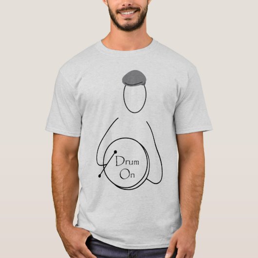 人の線画のドラム Tシャツ (正面)