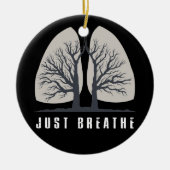 人の肺前向き科考える学を吸う セラミックオーナメント (正面)