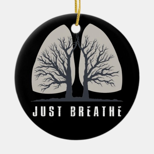 人の肺前向き科考える学を吸う セラミックオーナメント (正面)