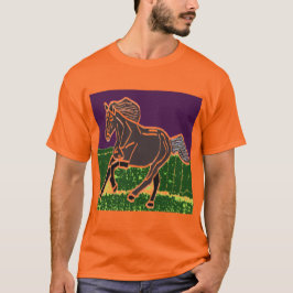 人の螺線形の絞り染めのTシャツの馬動物 Tシャツ