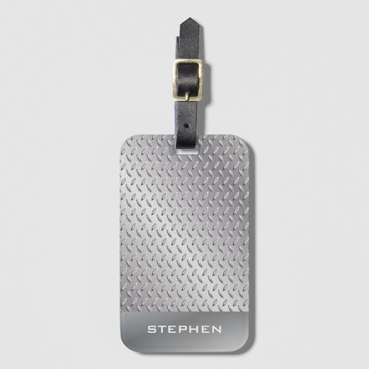 人の銀製の金属モノグラムのミニマリスト ラゲッジタグ (正面縦)