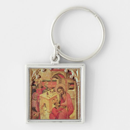 人の頭部、c.1400-30で作動するSt Luke キーホルダー (正面)