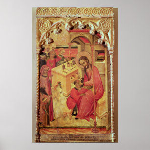 人の頭部、c.1400-30で作動するSt Luke ポスター