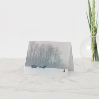 人の馬及び乳母車の雪のランカスター郡アマン派のPA カード