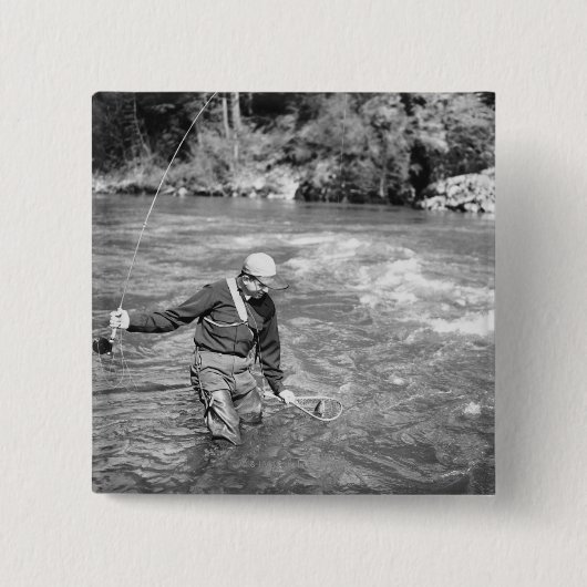 人の魚釣り 缶バッジ (正面)