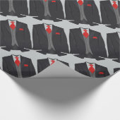 人の黒いスーツおよび赤いタイの包装紙 ラッピングペーパー (角)