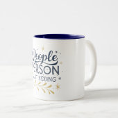 人はただの冗談を言う、おもしろい引用文 ツートーンマグカップ (正面右)