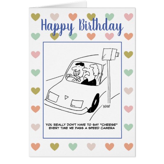 人はスピードカメラを通して「チーズ」と言う (正面)