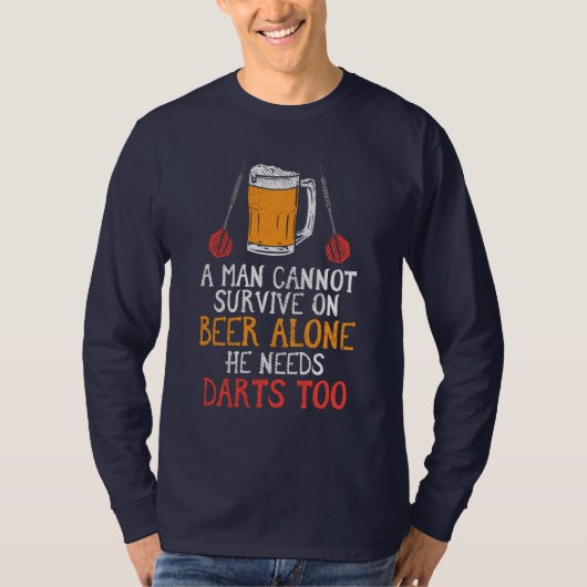 人はビールを生き延び一人で飲めない Tシャツ (正面)