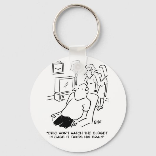 人は予算をテレビで見ない。漫画おもしろい キーホルダー (正面)