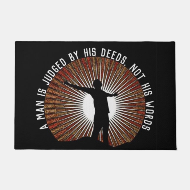 人は手柄で判断される ドアマット (正面)