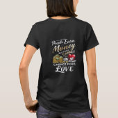 人は金を稼ぐが恋を見つけることができない Tシャツ (裏面)
