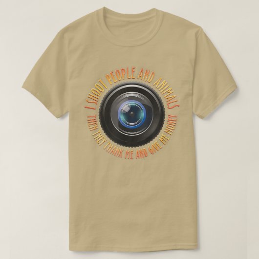 人や動物の写真を撮る感謝してい Tシャツ (デザイン正面)
