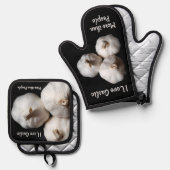 人よりもニンニクが大好き料理おもしろい 鍋つかみ&鍋敷きセット (正面/裏面)