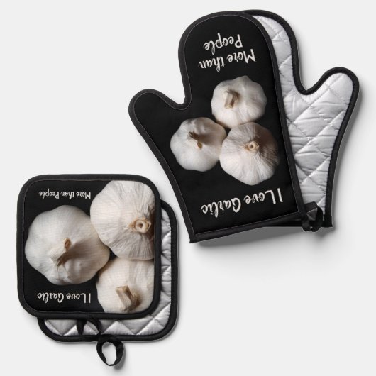 人よりもニンニクが大好き料理おもしろい 鍋つかみ&鍋敷きセット (正面/裏面)