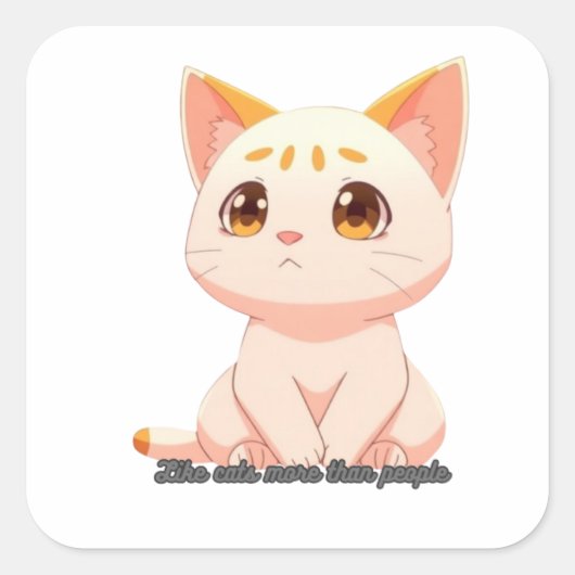 人よりも猫が好き スクエアシール (正面)
