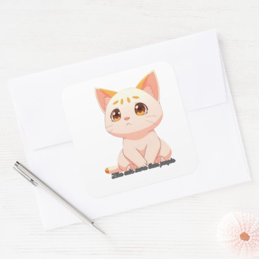 人よりも猫が好き スクエアシール (封筒)