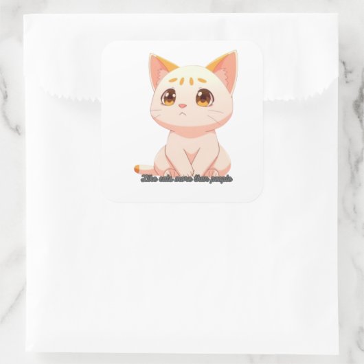 人よりも猫が好き スクエアシール (バッグ)