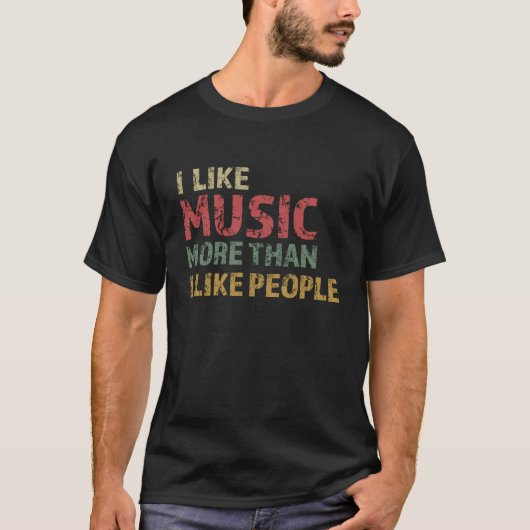 人よりも音楽が好き Tシャツ (正面)