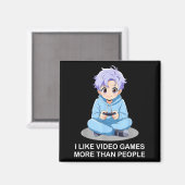 人よりゲームが好きな人へ 面白いゲーマー アニメ ゲーム マグネット (正面/裏面)