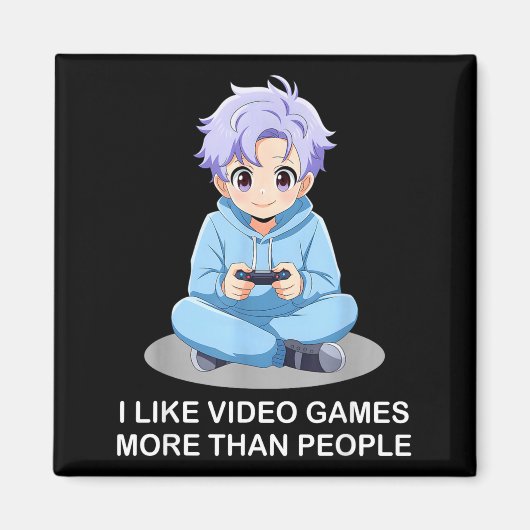 人よりゲームが好きな人へ 面白いゲーマー アニメ ゲーム マグネット (正面)