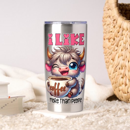 人よりコーヒーが好き 保温保冷タンブラー (リビング (回転後))