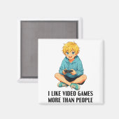 人よりビデオゲームが好きな面白いゲーマーのア マグネット (正面/裏面)
