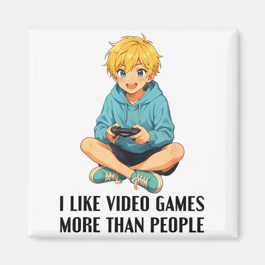 人よりビデオゲームが好きな面白いゲーマーのア マグネット (正面)