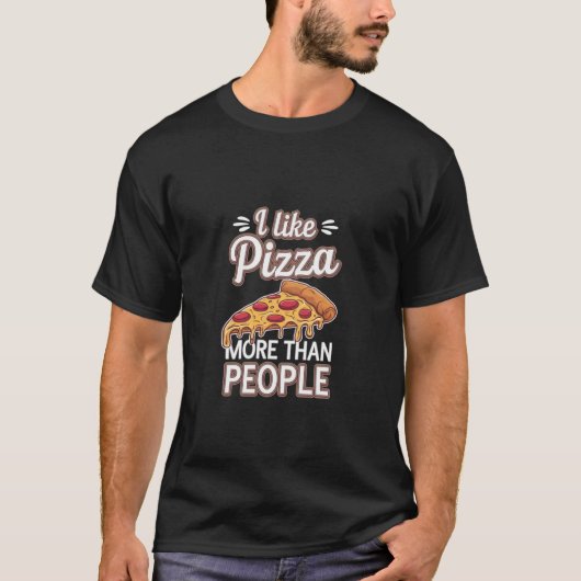 人よりピザが好きな内向型の人 ファボ Tシャツ (正面)