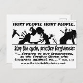 人を傷つける人がはがきを傷つける白い背景 ポストカード (正面/裏面)