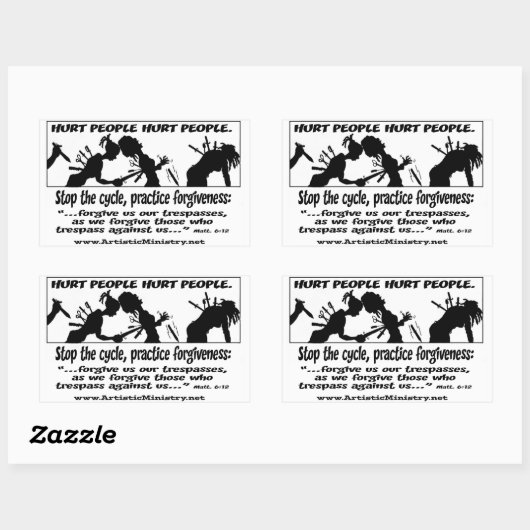 人を傷つける人を傷つける白、長方形のシール 長方形シール (シート)