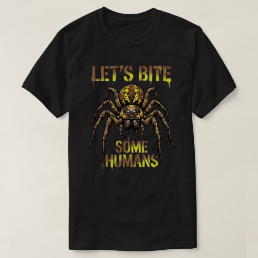 人を噛もう スパイダーTシャツ 面白い Tシャツ (デザイン正面)