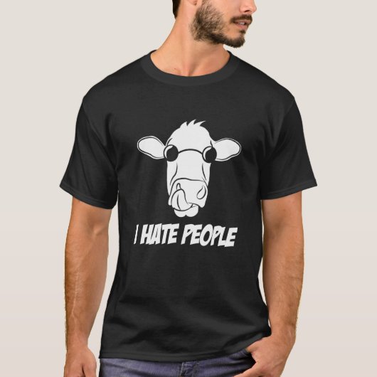 人を嫌うクールカウ Tシャツ (正面)