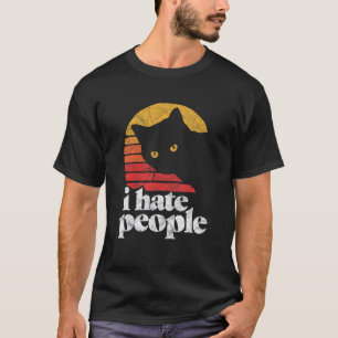 人を嫌う 面白い ビンテージスタイル 猫 レトロ ダストレス Tシャツ