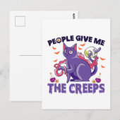 人を怖がらせる ネコ ハロウィン怖い ポストカード (正面/裏面)