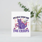 人を怖がらせる ネコ ハロウィン ポストカード (スタンド正面)