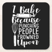 人を殴ってしかめっ面をしたから焼く スクエアペーパーコースター (正面)