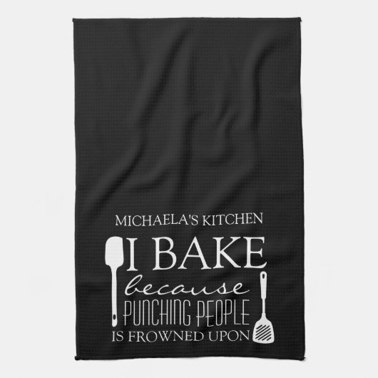 人を殴るのが顔の色を悪くしたから焼く キッチンタオル (縦)