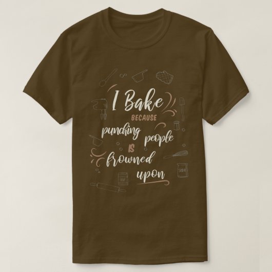 人を殴るのは眉をひそめるベーキング Tシャツ (デザイン正面)
