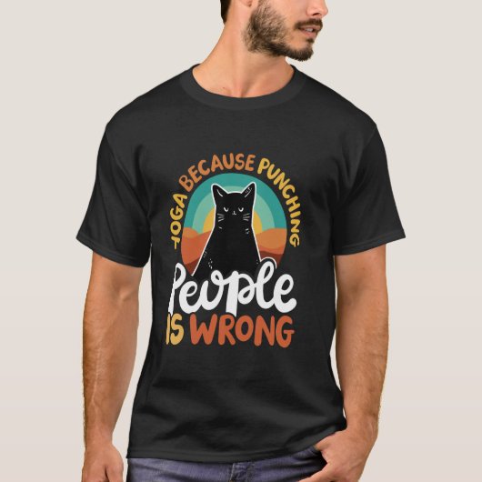 人を殴るのは間違いだからヨガ Tシャツ (正面)