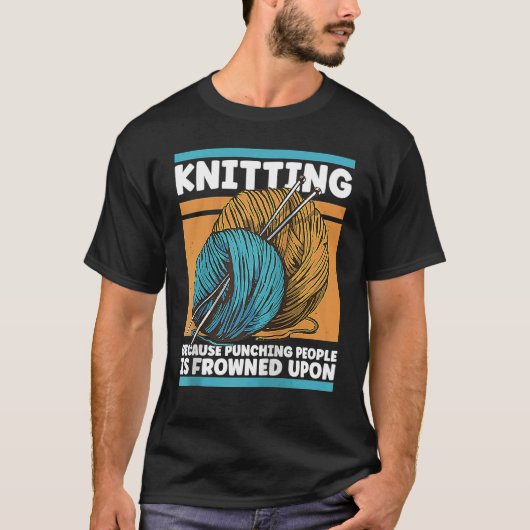 人を殴るのは非難されるから編み物をする Y Tシャツ (正面)