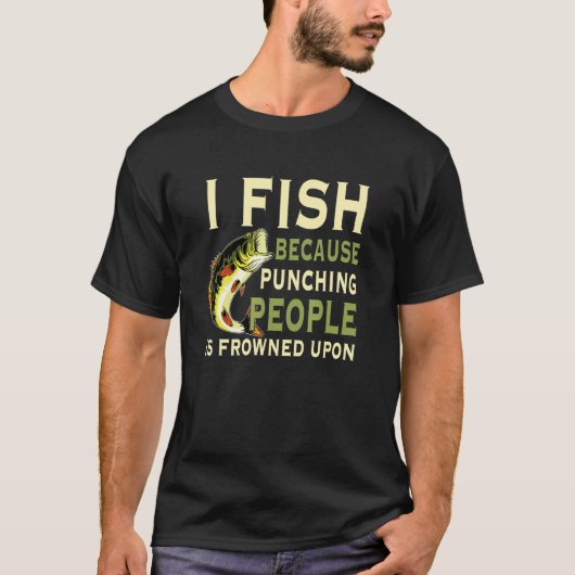 人を殴るのは非難されるから釣りをする ルブ Tシャツ (正面)
