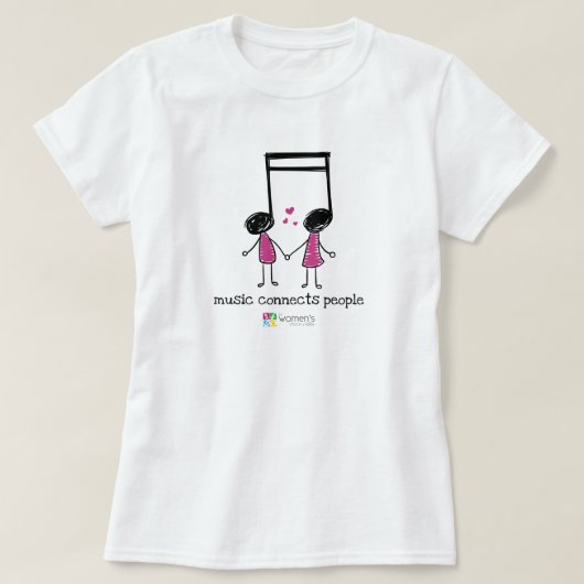 人を結ぶピンクの音楽 Tシャツ (デザイン正面)